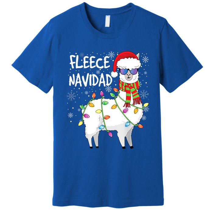 Fleece Feliz Navidad Llama Christmas Premium T-Shirt