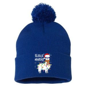 Fleece Feliz Navidad Llama Christmas Pom Pom 12in Knit Beanie