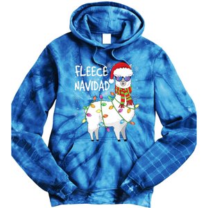 Fleece Feliz Navidad Llama Christmas Tie Dye Hoodie