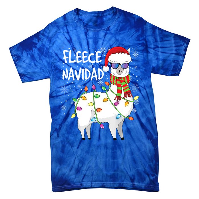 Fleece Feliz Navidad Llama Christmas Tie-Dye T-Shirt