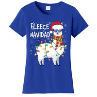 Fleece Feliz Navidad Llama Christmas Women's T-Shirt