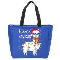 Fleece Feliz Navidad Llama Christmas Zip Tote Bag