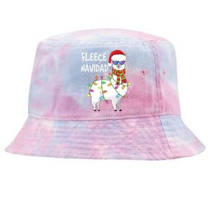 Fleece Feliz Navidad Llama Christmas Tie-Dyed Bucket Hat