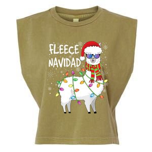 Fleece Feliz Navidad Llama Christmas Garment-Dyed Women's Muscle Tee