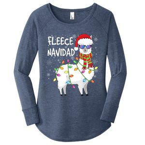 Fleece Feliz Navidad Llama Christmas Women's Perfect Tri Tunic Long Sleeve Shirt