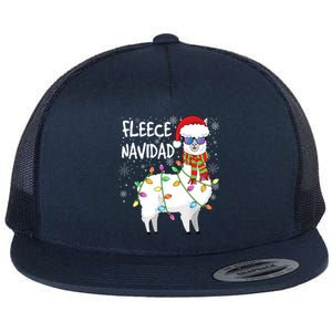 Fleece Feliz Navidad Llama Christmas Flat Bill Trucker Hat