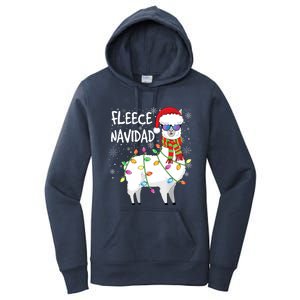 Fleece Feliz Navidad Llama Christmas Women's Pullover Hoodie