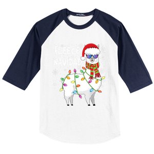 Fleece Feliz Navidad Llama Christmas Baseball Sleeve Shirt