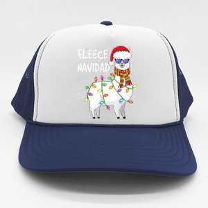 Fleece Feliz Navidad Llama Christmas Trucker Hat