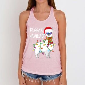 Fleece Feliz Navidad Llama Christmas Women's Knotted Racerback Tank