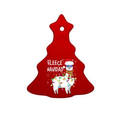 Fleece Feliz Navidad Llama Christmas Ceramic Tree Ornament