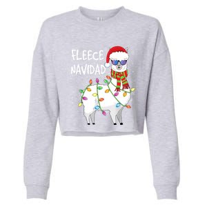 Fleece Feliz Navidad Llama Christmas Cropped Pullover Crew