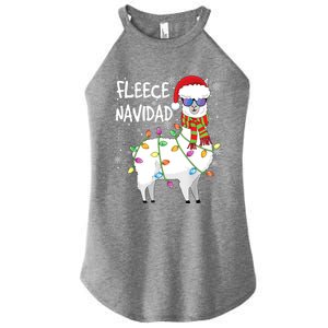 Fleece Feliz Navidad Llama Christmas Women's Perfect Tri Rocker Tank