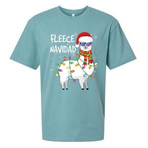 Fleece Feliz Navidad Llama Christmas Sueded Cloud Jersey T-Shirt