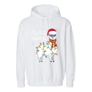 Fleece Feliz Navidad Llama Christmas Garment-Dyed Fleece Hoodie