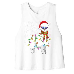 Fleece Feliz Navidad Llama Christmas Women's Racerback Cropped Tank