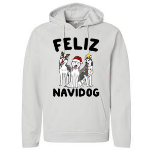 Funny Feliz Navidog Husky Dog Lover Gift Christmas Gift Performance Fleece Hoodie