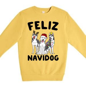 Funny Feliz Navidog Husky Dog Lover Gift Christmas Gift Premium Crewneck Sweatshirt