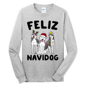 Funny Feliz Navidog Husky Dog Lover Gift Christmas Gift Tall Long Sleeve T-Shirt