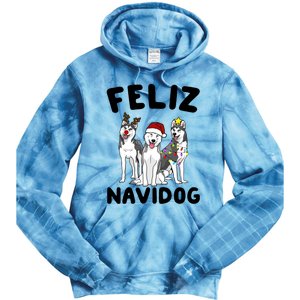 Funny Feliz Navidog Husky Dog Lover Gift Christmas Gift Tie Dye Hoodie