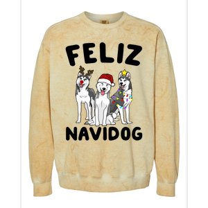 Funny Feliz Navidog Husky Dog Lover Gift Christmas Gift Colorblast Crewneck Sweatshirt