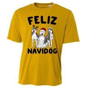 Funny Feliz Navidog Husky Dog Lover Gift Christmas Gift Cooling Performance Crew T-Shirt