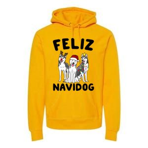 Funny Feliz Navidog Husky Dog Lover Gift Christmas Gift Premium Hoodie