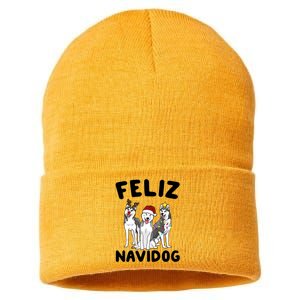 Funny Feliz Navidog Husky Dog Lover Gift Christmas Gift Sustainable Knit Beanie