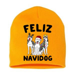 Funny Feliz Navidog Husky Dog Lover Gift Christmas Gift Short Acrylic Beanie