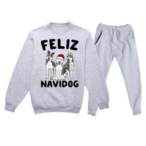 Funny Feliz Navidog Husky Dog Lover Gift Christmas Gift Premium Crewneck Sweatsuit Set