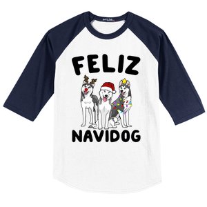 Funny Feliz Navidog Husky Dog Lover Gift Christmas Gift Baseball Sleeve Shirt