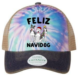 Funny Feliz Navidog Husky Dog Lover Gift Christmas Gift Legacy Tie Dye Trucker Hat