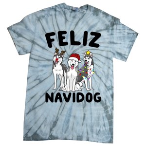 Funny Feliz Navidog Husky Dog Lover Gift Christmas Gift Tie-Dye T-Shirt