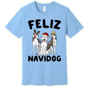 Funny Feliz Navidog Husky Dog Lover Gift Christmas Gift Premium T-Shirt