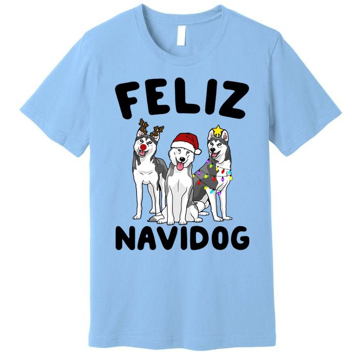 Funny Feliz Navidog Husky Dog Lover Gift Christmas Gift Premium T-Shirt