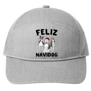 Funny Feliz Navidog Husky Dog Lover Gift Christmas Gift 7-Panel Snapback Hat