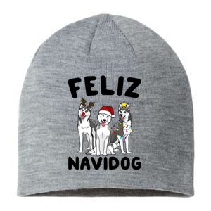 Funny Feliz Navidog Husky Dog Lover Gift Christmas Gift Sustainable Beanie