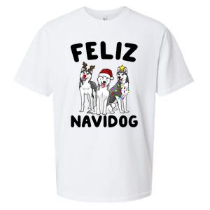 Funny Feliz Navidog Husky Dog Lover Gift Christmas Gift Sueded Cloud Jersey T-Shirt