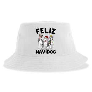 Funny Feliz Navidog Husky Dog Lover Gift Christmas Gift Sustainable Bucket Hat