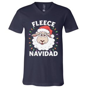 Fleece Feliz Navidad Cute Shee.P Christmas V-Neck T-Shirt