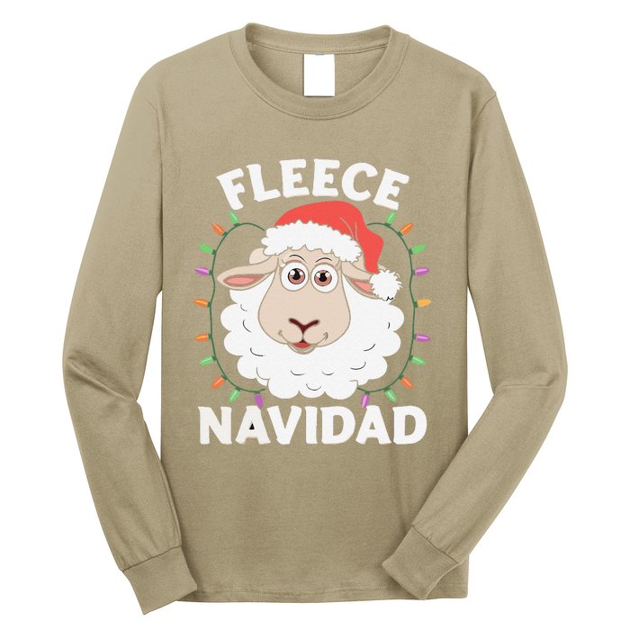 Fleece Feliz Navidad Cute Shee.P Christmas Long Sleeve Shirt