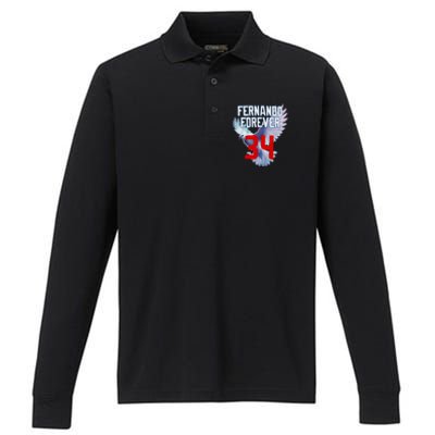 Fernando Forever Number 34 Fernando Memorial Performance Long Sleeve Polo