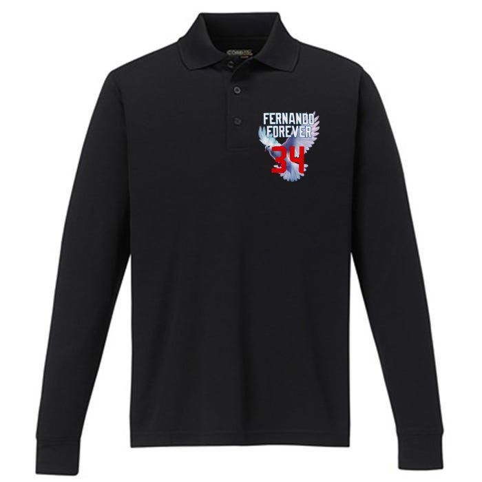 Fernando Forever Number 34 Fernando Memorial Performance Long Sleeve Polo