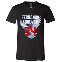 Fernando Forever Number 34 Fernando Memorial V-Neck T-Shirt