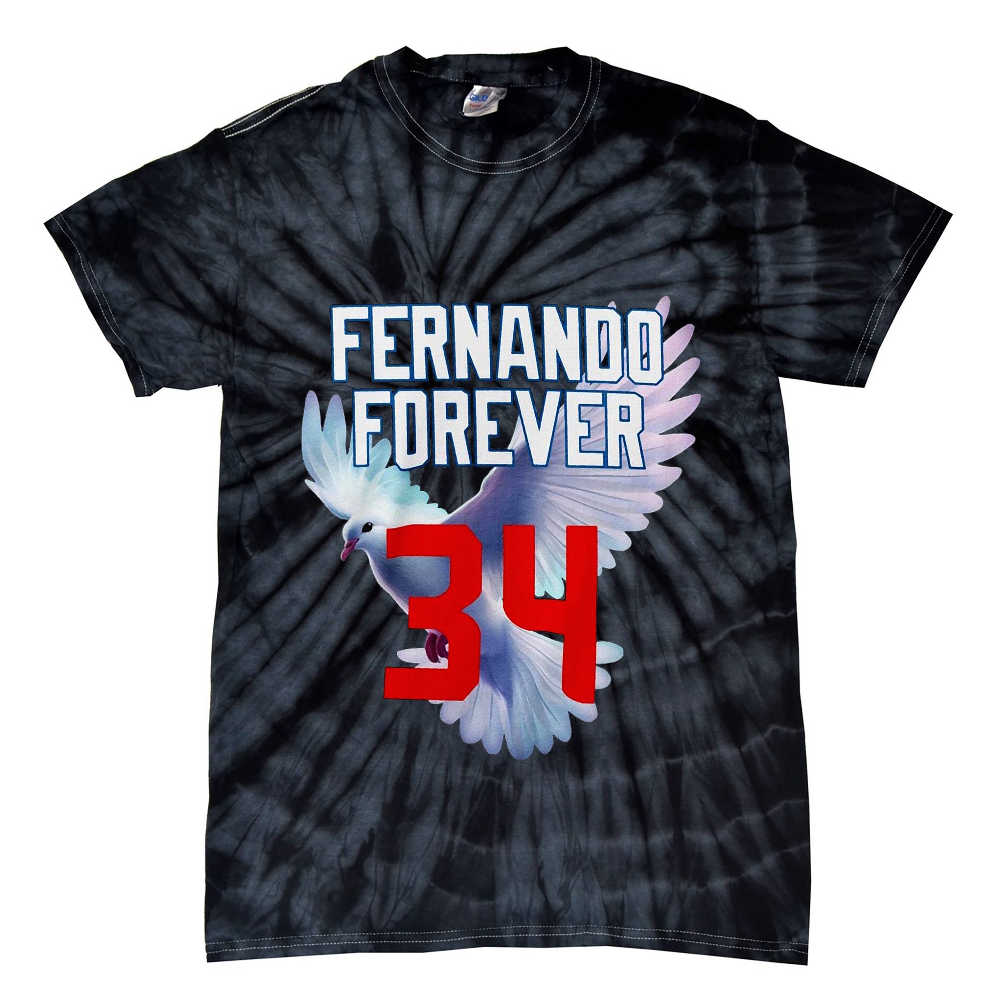 Fernando Forever Number 34 Fernando Memorial Tie-Dye T-Shirt