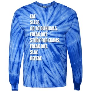 Funny Future Nurse Slay Eat Sleep Clinicals Nursing School Meaningful Gift Tie-Dye Long Sleeve Shirt