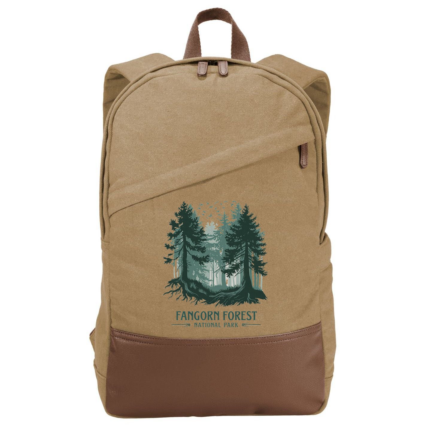 Fangorn Forest National Park Bookworms Saying Cotton Canvas Backpack