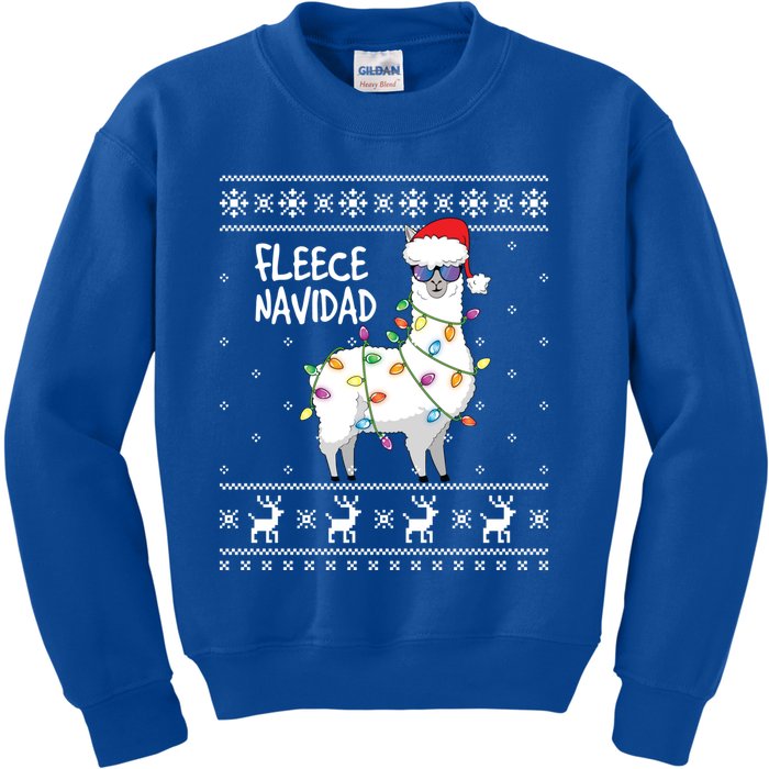 Fleece Feliz Navidad Funny Llama Ugly Christmas Cool Gift Kids Sweatshirt