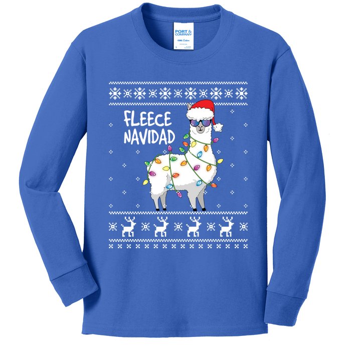 Fleece Feliz Navidad Funny Llama Ugly Christmas Cool Gift Kids Long Sleeve Shirt