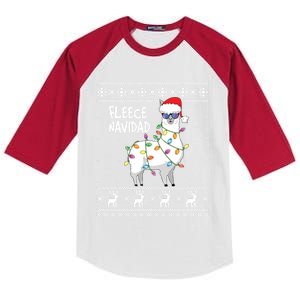 Fleece Feliz Navidad Funny Llama Ugly Christmas Cool Gift Kids Colorblock Raglan Jersey